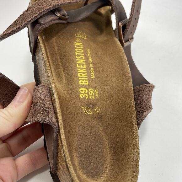 Birkenstock Yara Ankle Strap Sandals Womens Size 39 US 8-8.5 Oiled Leather Brown - Picture 10 of 10